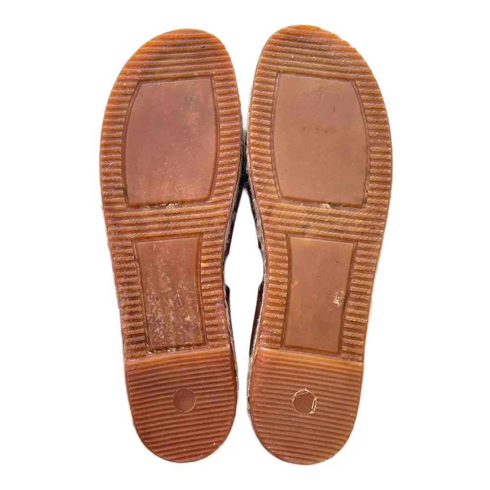 💐 Eddie Bauer Sandals 6 Brown Leather Shoes Slip On Slides Boho Hippie Gorpcore - Picture 7 of 7